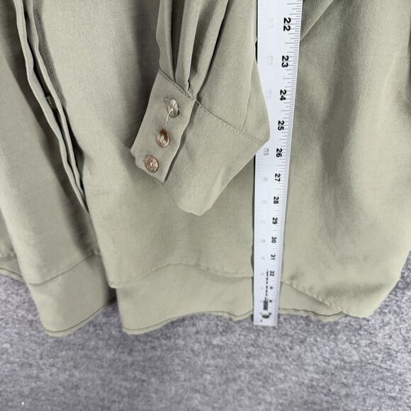 Refka Shirt Women 14 Gray Button Up Crew Neck Long Sleeve Casual Solid Comfort - Picture 6 of 7